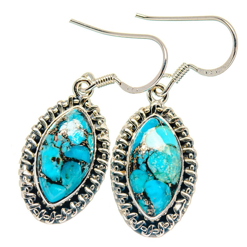 Blue Copper Composite Turquoise Earrings handcrafted by Ana Silver Co - EARR423186