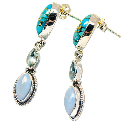 Blue Copper Composite Turquoise Earrings handcrafted by Ana Silver Co - EARR423215