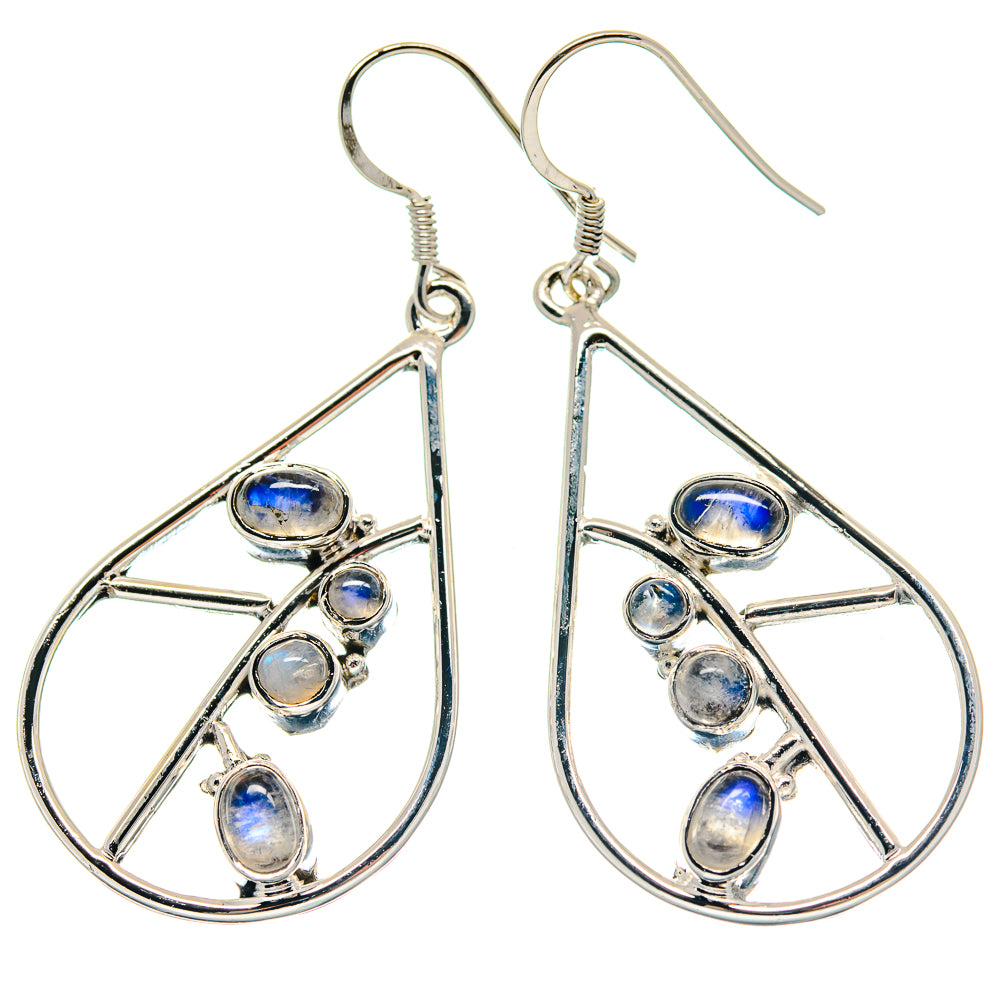 Rainbow Moonstone Earrings handcrafted by Ana Silver Co - EARR423230