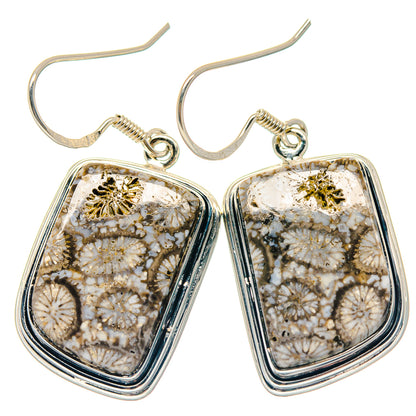 Fossil Coral Earrings handcrafted by Ana Silver Co - EARR423304