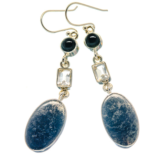 Pyrite In Black Onyx Earrings handcrafted by Ana Silver Co - EARR423317
