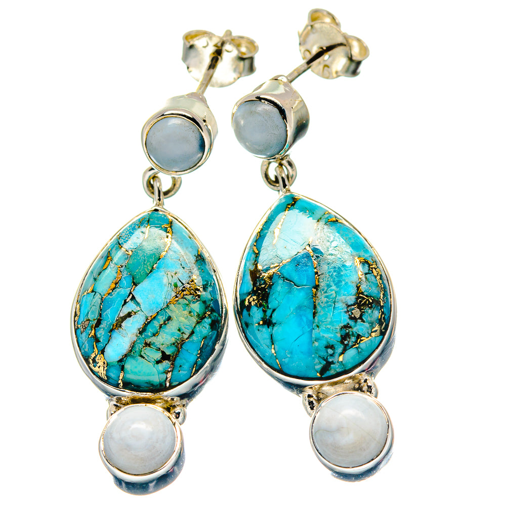Blue Copper Composite Turquoise Earrings handcrafted by Ana Silver Co - EARR423329