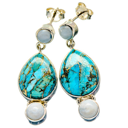 Blue Copper Composite Turquoise Earrings handcrafted by Ana Silver Co - EARR423329
