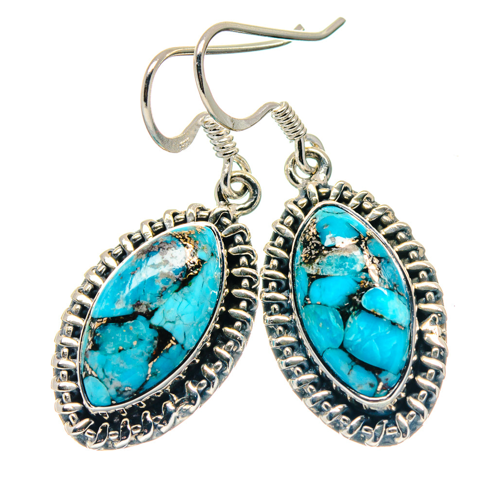 Blue Copper Composite Turquoise Earrings handcrafted by Ana Silver Co - EARR423332