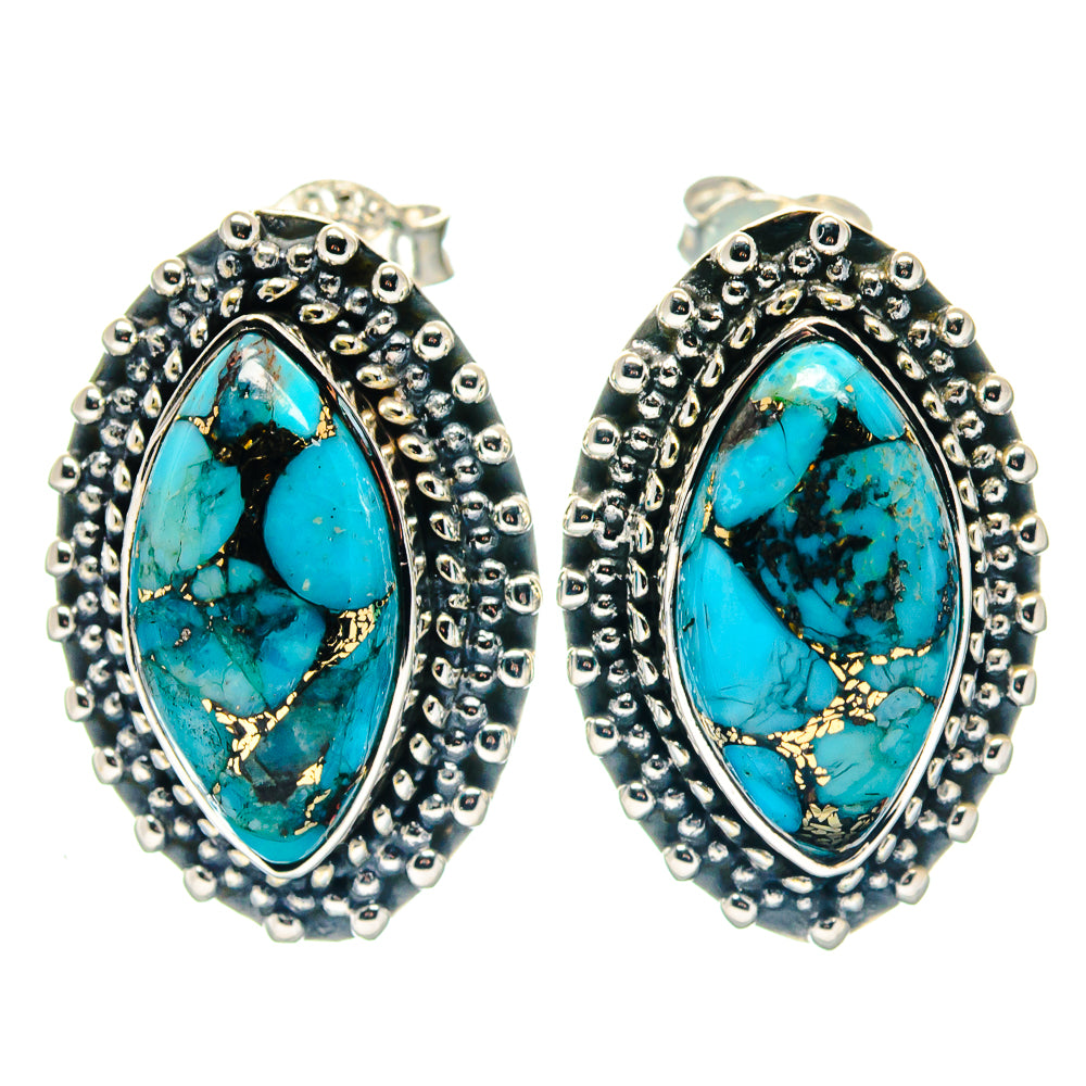 Blue Copper Composite Turquoise Earrings handcrafted by Ana Silver Co - EARR423334