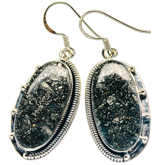 Pyrite In Black Onyx Earrings handcrafted by Ana Silver Co - EARR423385