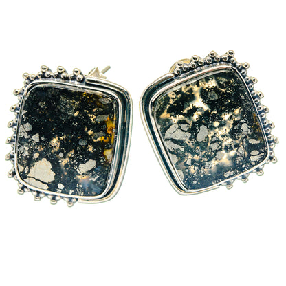 Pyrite Agate Earrings handcrafted by Ana Silver Co - EARR423391 - Photo 2