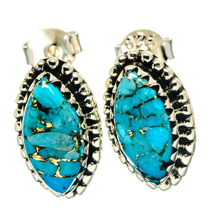 Blue Copper Composite Turquoise Earrings handcrafted by Ana Silver Co - EARR423397