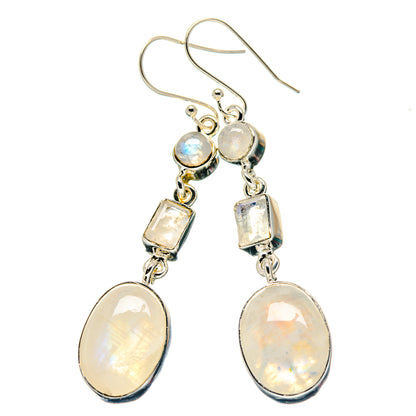 Rainbow Moonstone Earrings handcrafted by Ana Silver Co - EARR423416
