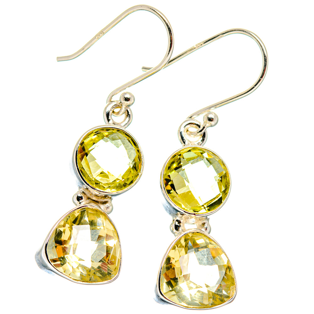 925 sterling silver faceted citrine drop earrings, three dangling teardrops