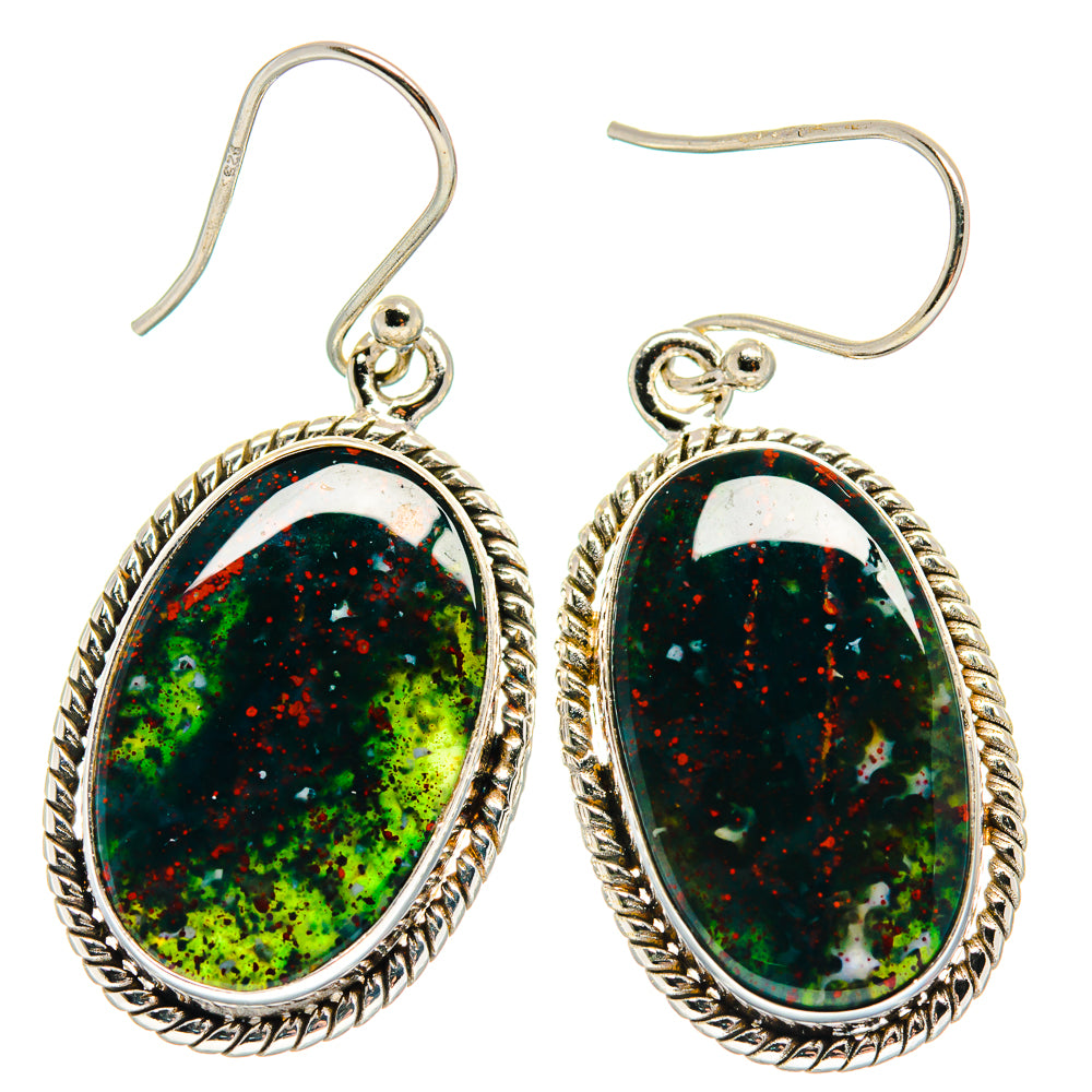 Bloodstone Earrings handcrafted by Ana Silver Co - EARR423955
