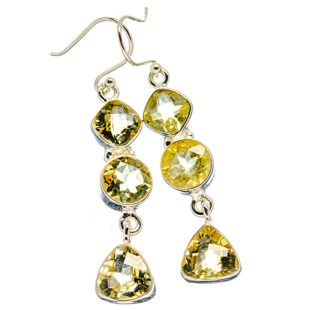 Sterling silver citrine chandelier earrings with faceted round and triangular drops