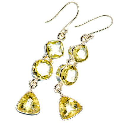 925 sterling silver drop earrings with faceted citrine rounds and triangle stones