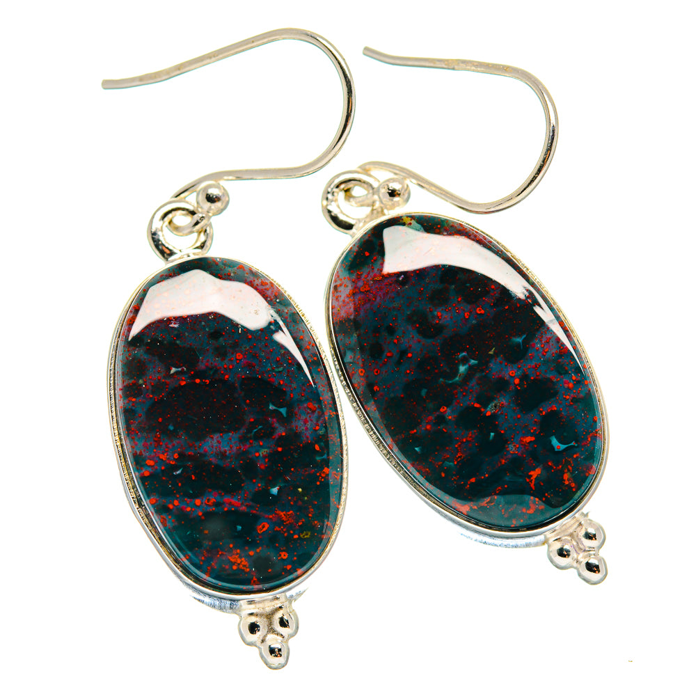 Bloodstone Earrings handcrafted by Ana Silver Co - EARR424256