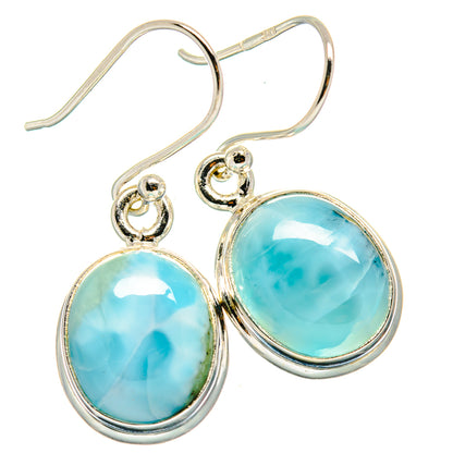 Sterling silver larimar oval drop earrings with gold-tone accents