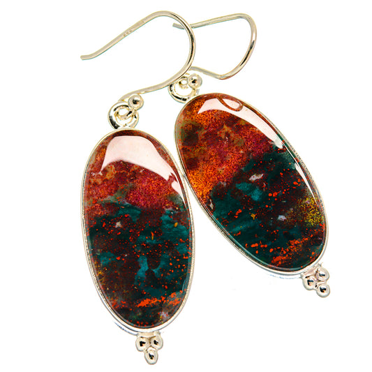 Bloodstone Earrings handcrafted by Ana Silver Co - EARR424401