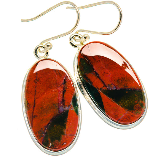 Bloodstone Earrings handcrafted by Ana Silver Co - EARR424447