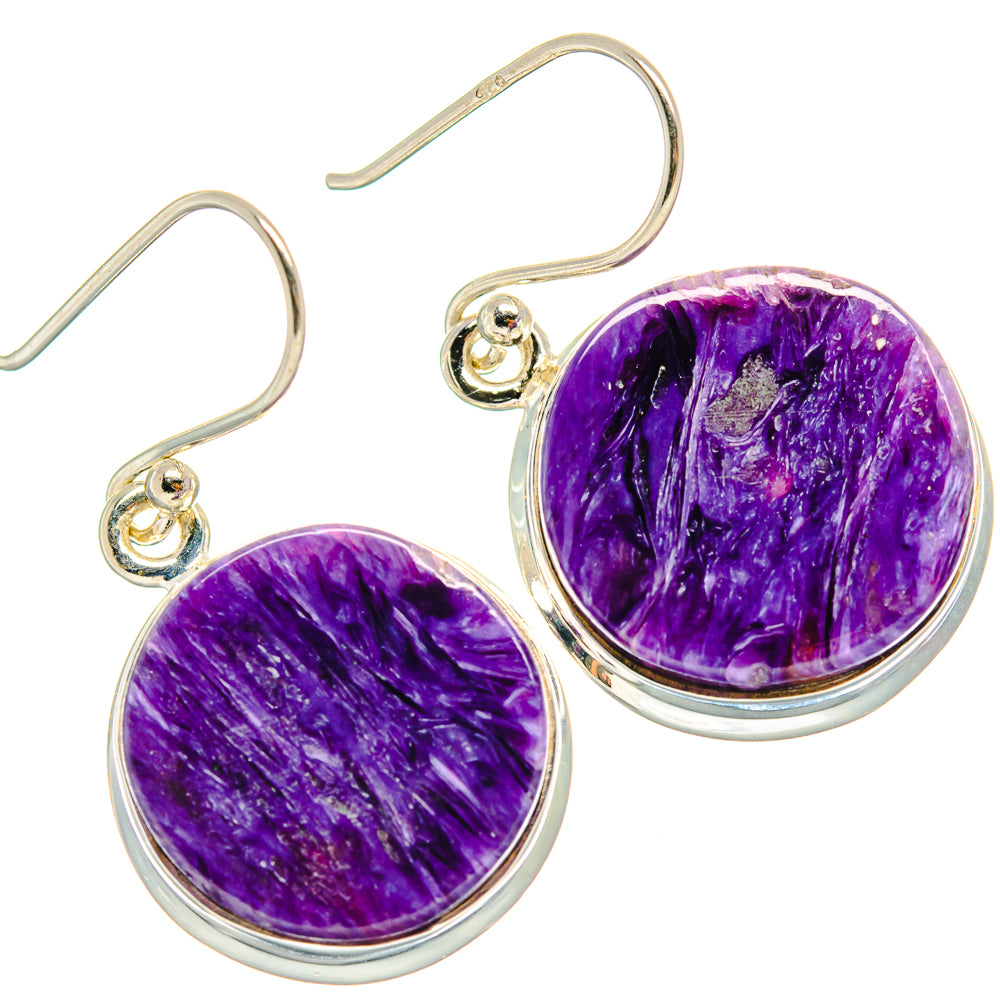 Charoite Earrings handcrafted by Ana Silver Co - EARR424513 - Photo 2