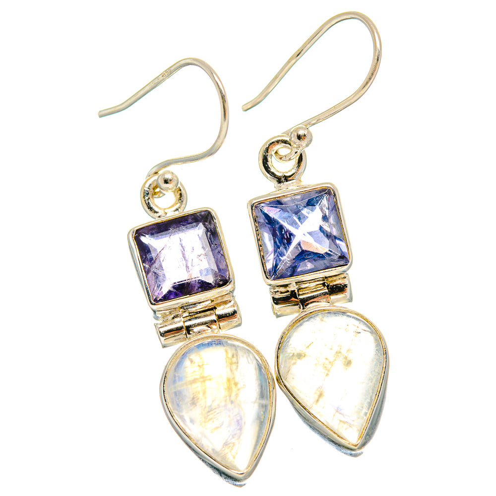Rainbow Moonstone Earrings handcrafted by Ana Silver Co - EARR424533