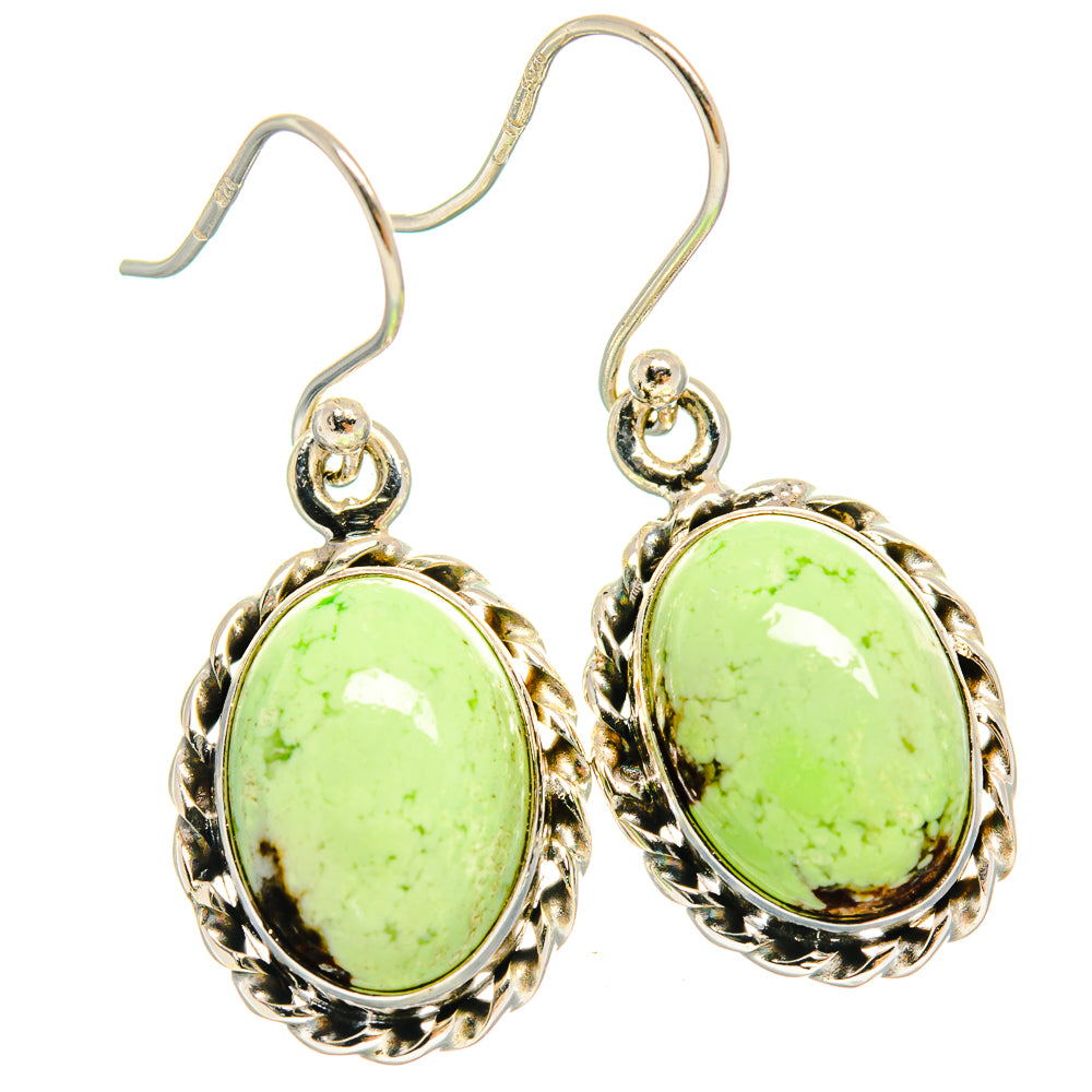 Oval lemon-chrysoprase drop earrings in 925 sterling silver with scalloped bezel and hooks