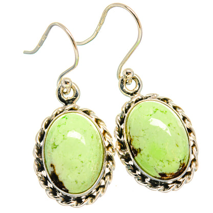 Oval lemon-chrysoprase drop earrings in 925 sterling silver with scalloped bezel and hooks