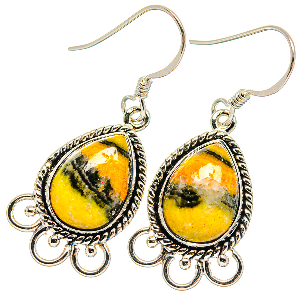 Bumble Bee Jasper Earrings handcrafted by Ana Silver Co - EARR424587