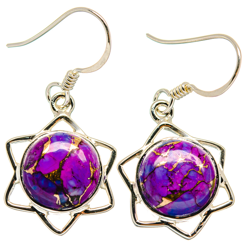 Purple Copper Composite Turquoise Earrings handcrafted by Ana Silver Co - EARR424589