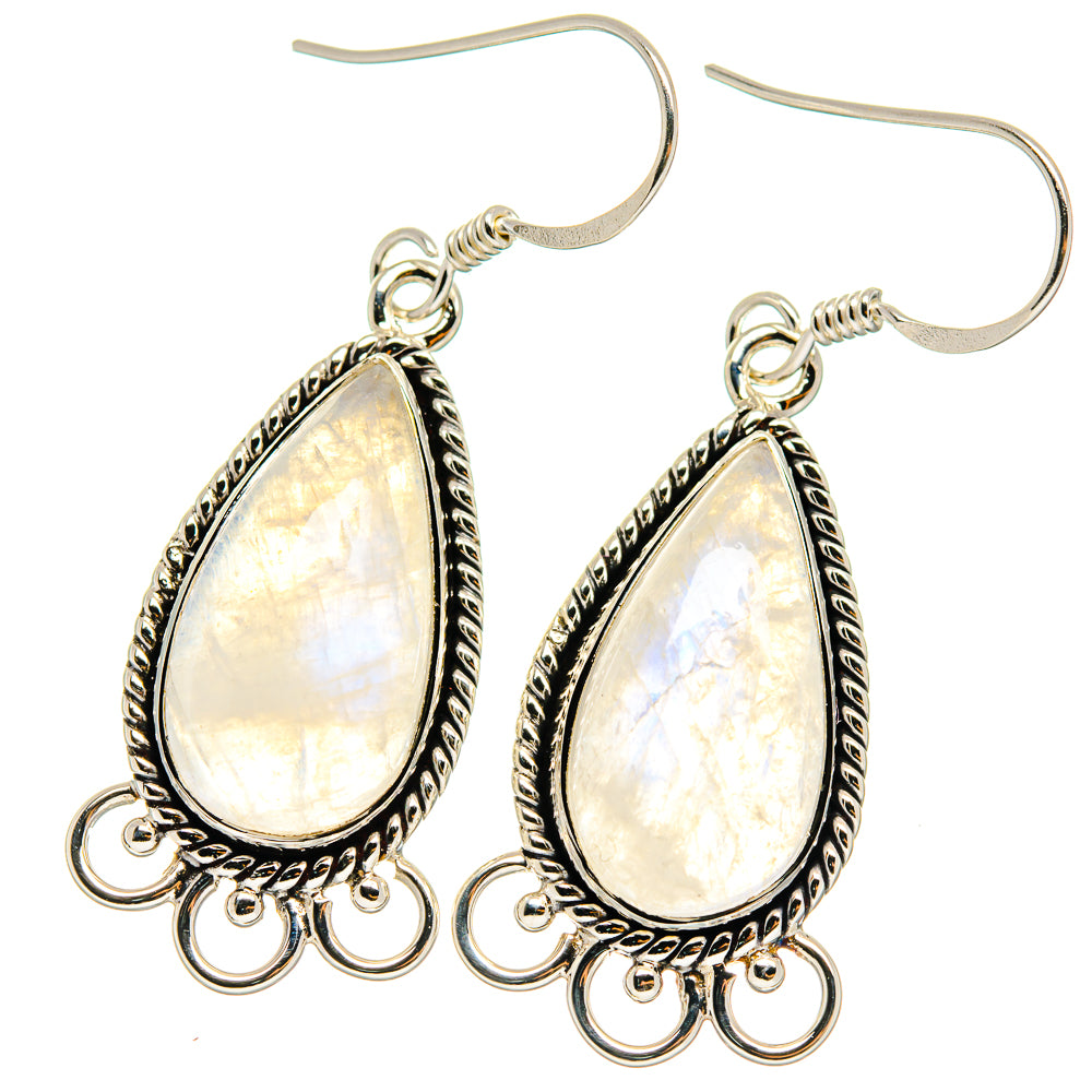 Rainbow Moonstone Earrings handcrafted by Ana Silver Co - EARR424609