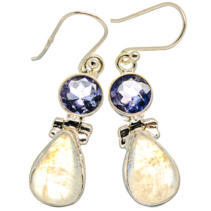 Rainbow Moonstone, Tanzanite Earrings handcrafted by Ana Silver Co - EARR424672