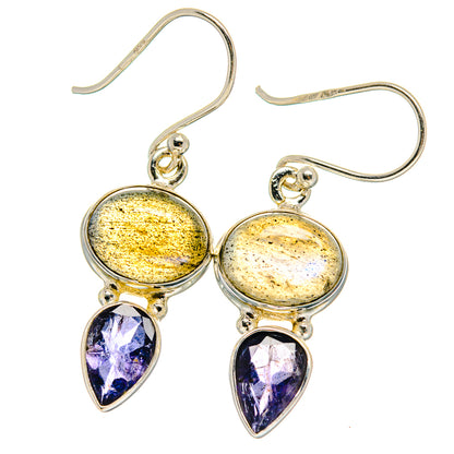 Labradorite, Tanzanite Earrings handcrafted by Ana Silver Co - EARR424679 - Photo 2