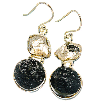 Tektite, Herkimer Diamond Earrings handcrafted by Ana Silver Co - EARR424682