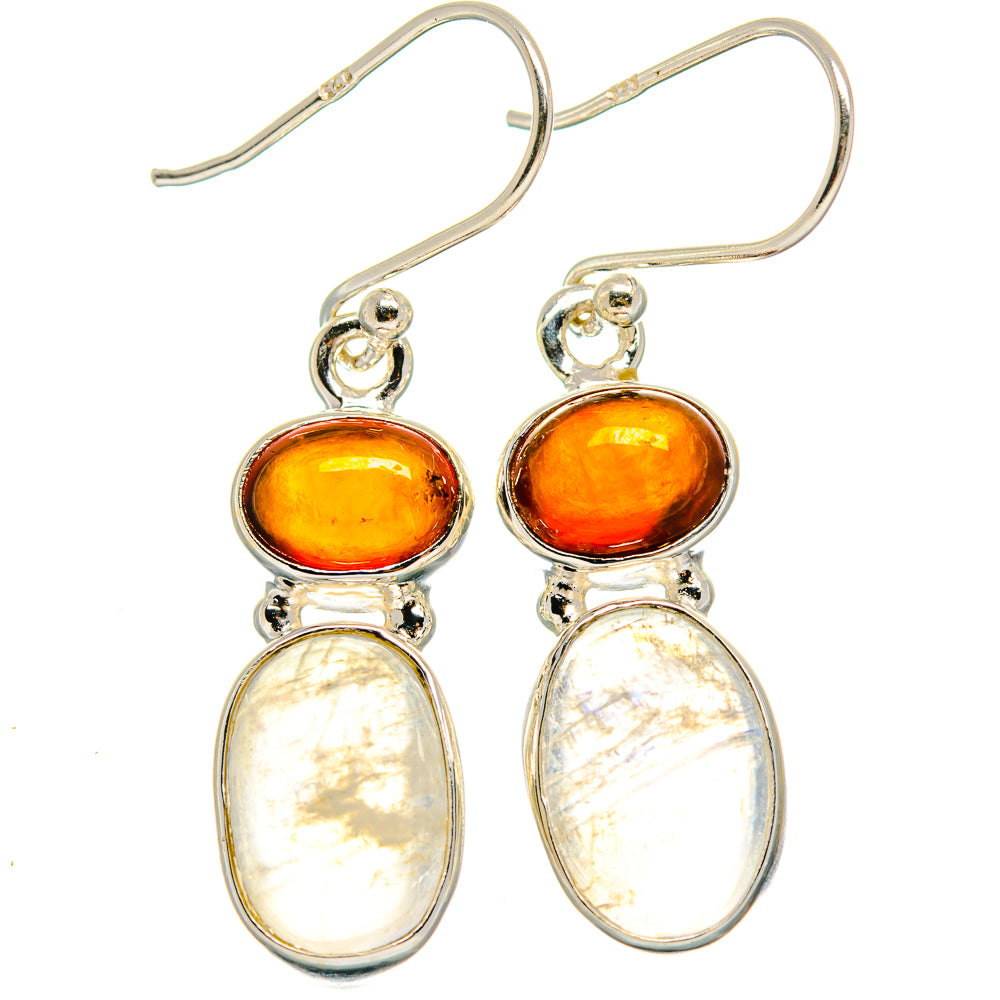 Rainbow Moonstone, Carnelian Earrings handcrafted by Ana Silver Co - EARR424688