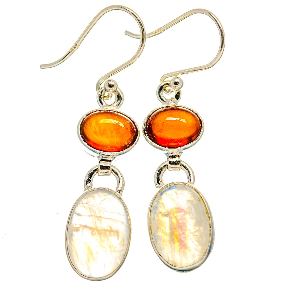 Rainbow Moonstone, Carnelian Earrings handcrafted by Ana Silver Co - EARR424691 - Photo 2