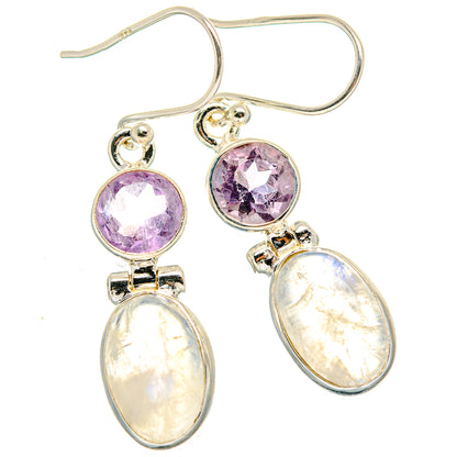Rainbow Moonstone, Amethyst Earrings handcrafted by Ana Silver Co - EARR424693 - Photo 2