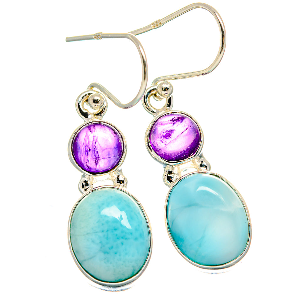 Larimar, Amethyst Earrings handcrafted by Ana Silver Co - EARR424698 - Photo 2