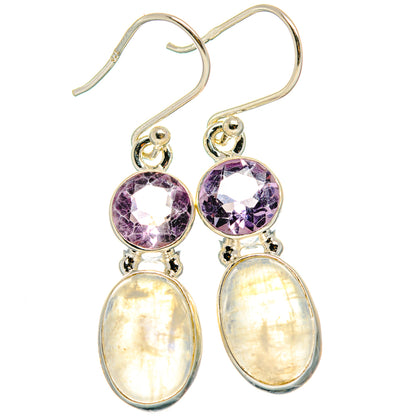 Rainbow Moonstone, Amethyst Earrings handcrafted by Ana Silver Co - EARR424707 - Photo 2