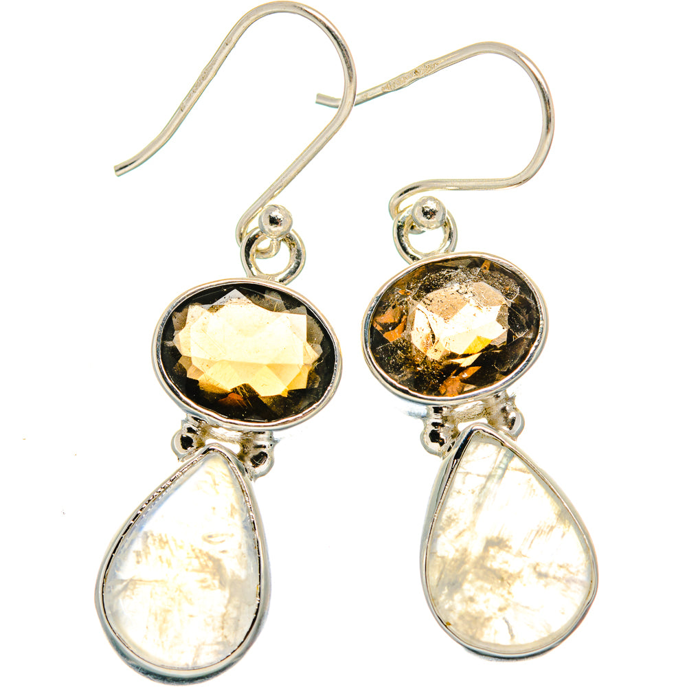 Rainbow Moonstone, Smoky Quartz Earrings handcrafted by Ana Silver Co - EARR424712 - Photo 2