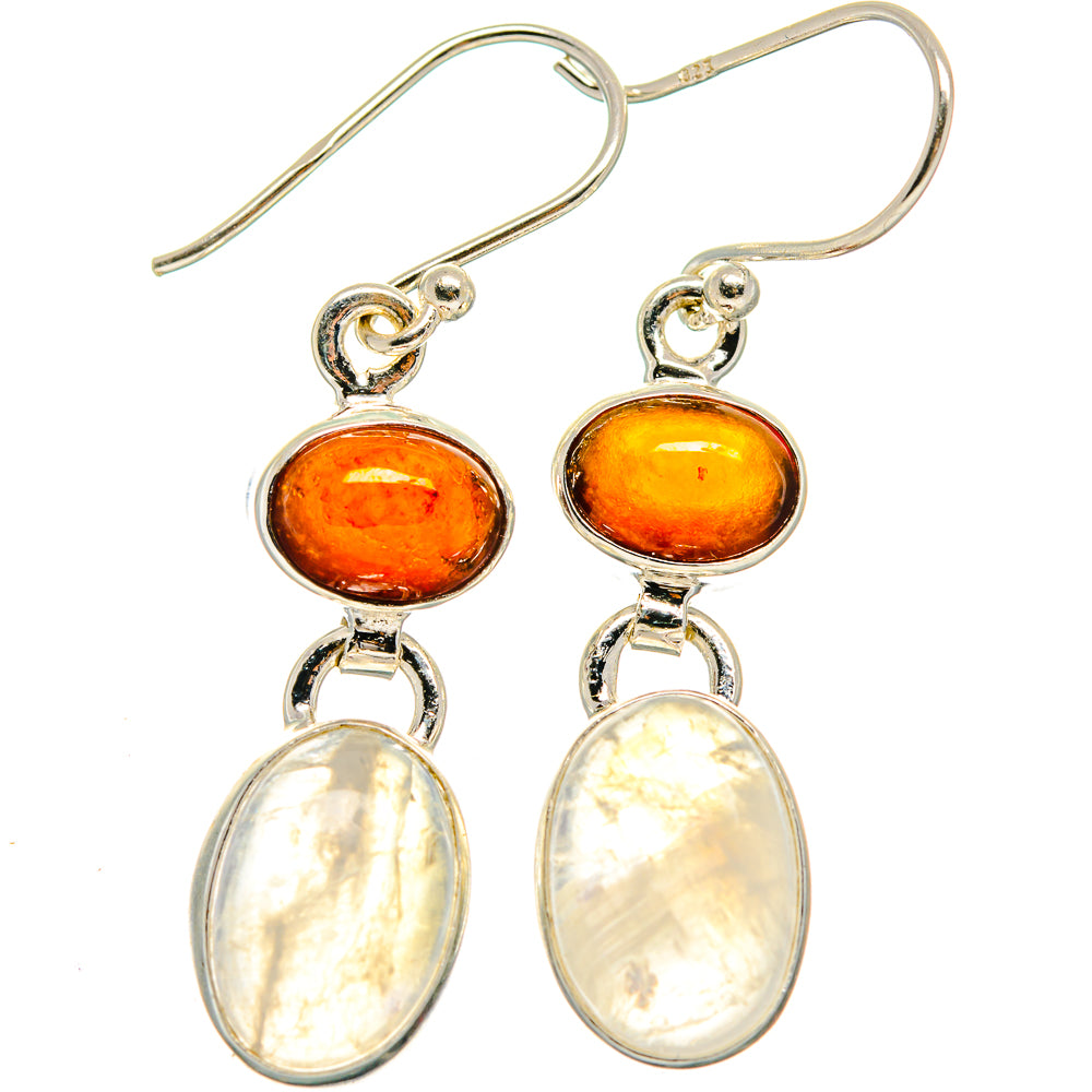 Rainbow Moonstone, Carnelian Earrings handcrafted by Ana Silver Co - EARR424713 - Photo 2