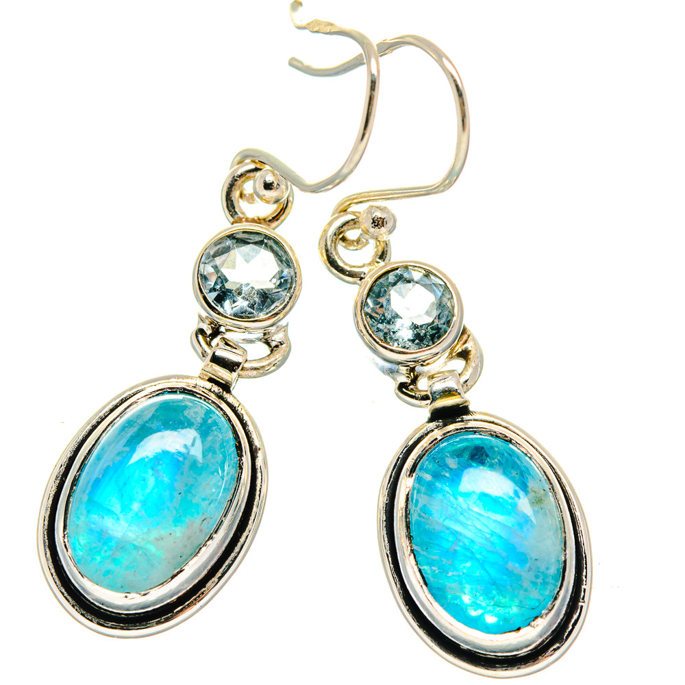 Rainbow Moonstone, Blue Topaz Earrings handcrafted by Ana Silver Co - EARR424715