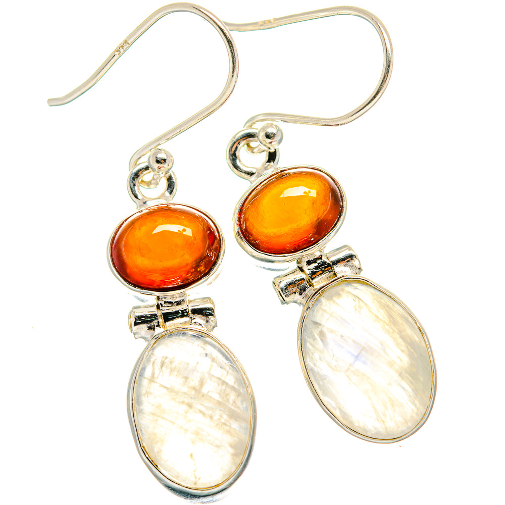 Rainbow Moonstone, Carnelian Earrings handcrafted by Ana Silver Co - EARR424716 - Photo 2