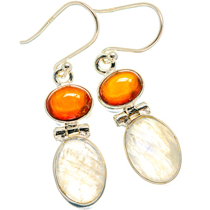 Rainbow Moonstone, Carnelian Earrings handcrafted by Ana Silver Co - EARR424716 - Photo 2