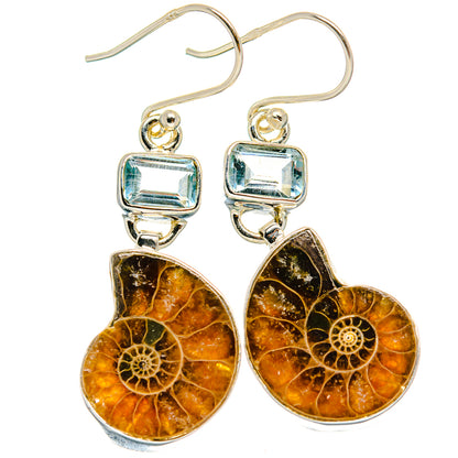 Ammonite Fossil Earrings handcrafted by Ana Silver Co - EARR424733 - Photo 2