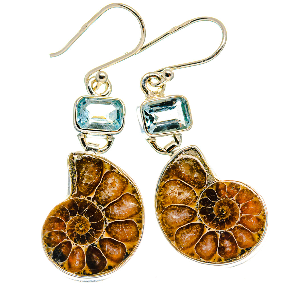 Ammonite Fossil Earrings handcrafted by Ana Silver Co - EARR424750 - Photo 2