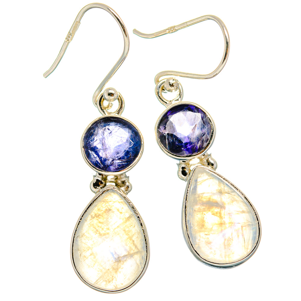 Rainbow Moonstone Earrings handcrafted by Ana Silver Co - EARR424753