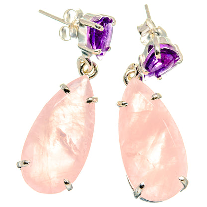 Rose Quartz Earrings handcrafted by Ana Silver Co - EARR424755