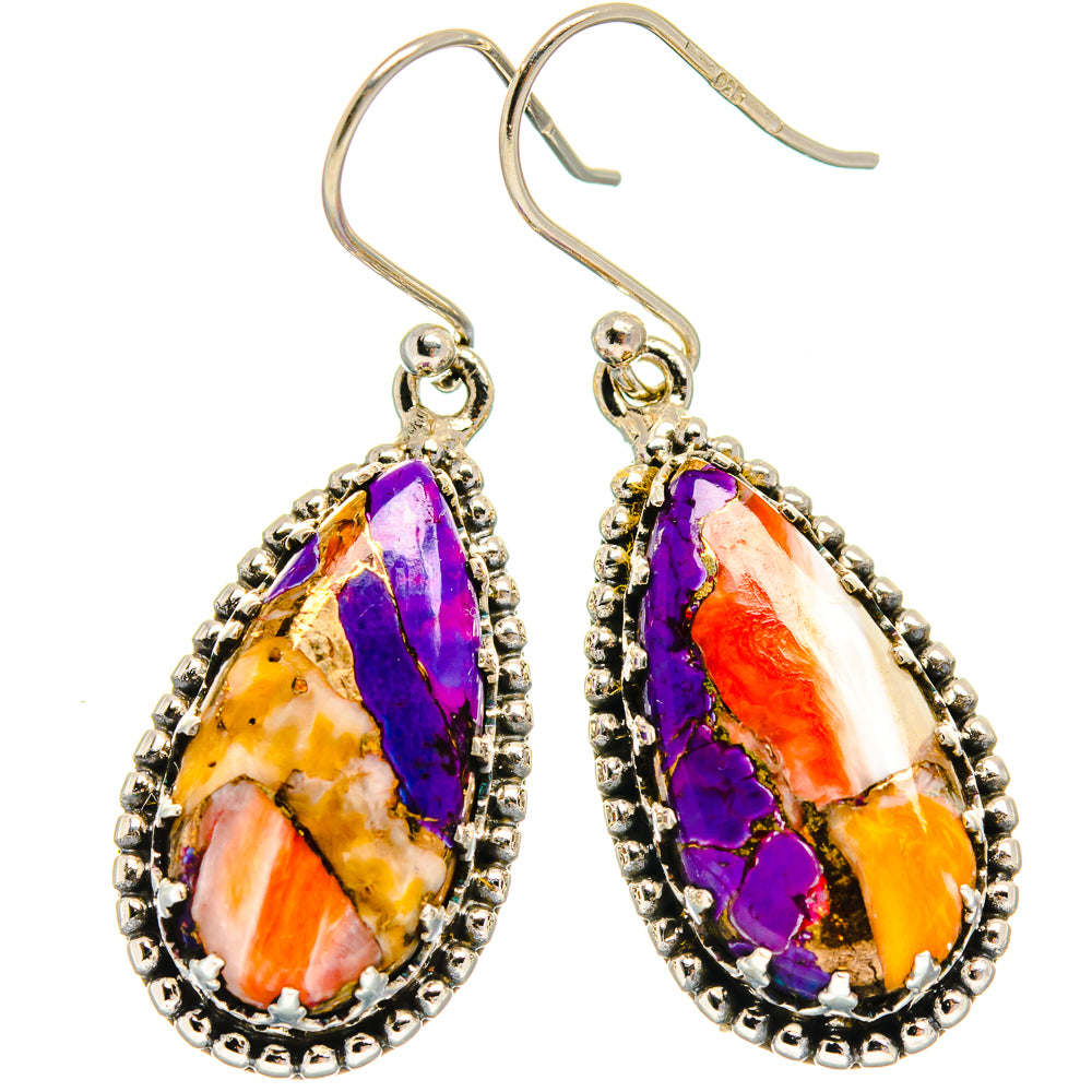 Sterling silver drop earrings with colorful jasper teardrops and French hook wires