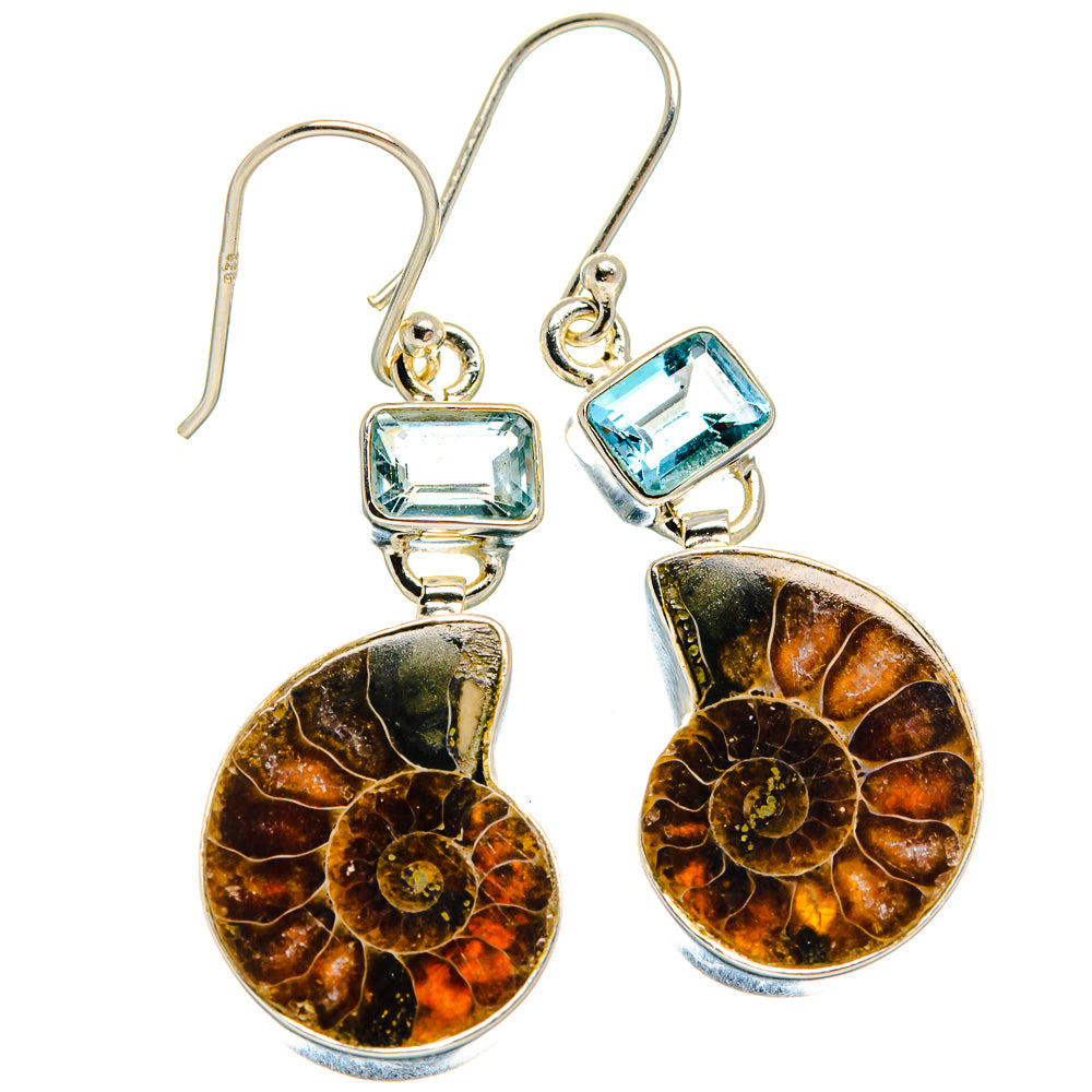 Ammonite Fossil Earrings handcrafted by Ana Silver Co - EARR424781 - Photo 2