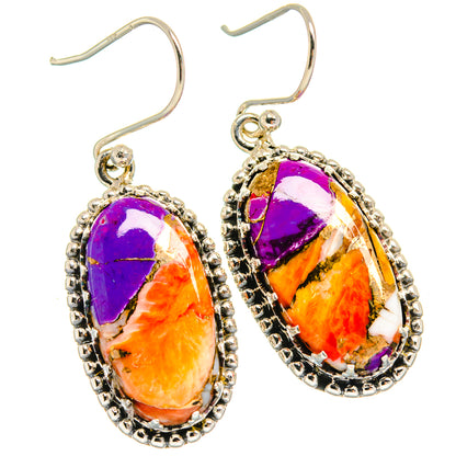 Turquoise jasper oval drop earrings, sterling silver filigree frame and fishhook hooks