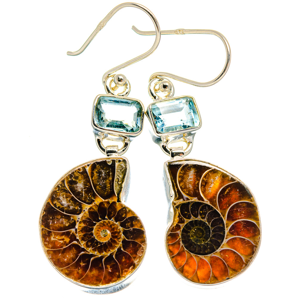 Ammonite Fossil Earrings handcrafted by Ana Silver Co - EARR424796 - Photo 2