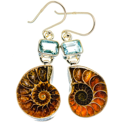 Ammonite Fossil Earrings handcrafted by Ana Silver Co - EARR424796 - Photo 2